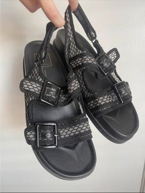 Dolce Vita Black Mesh Buckle Slide Sandals